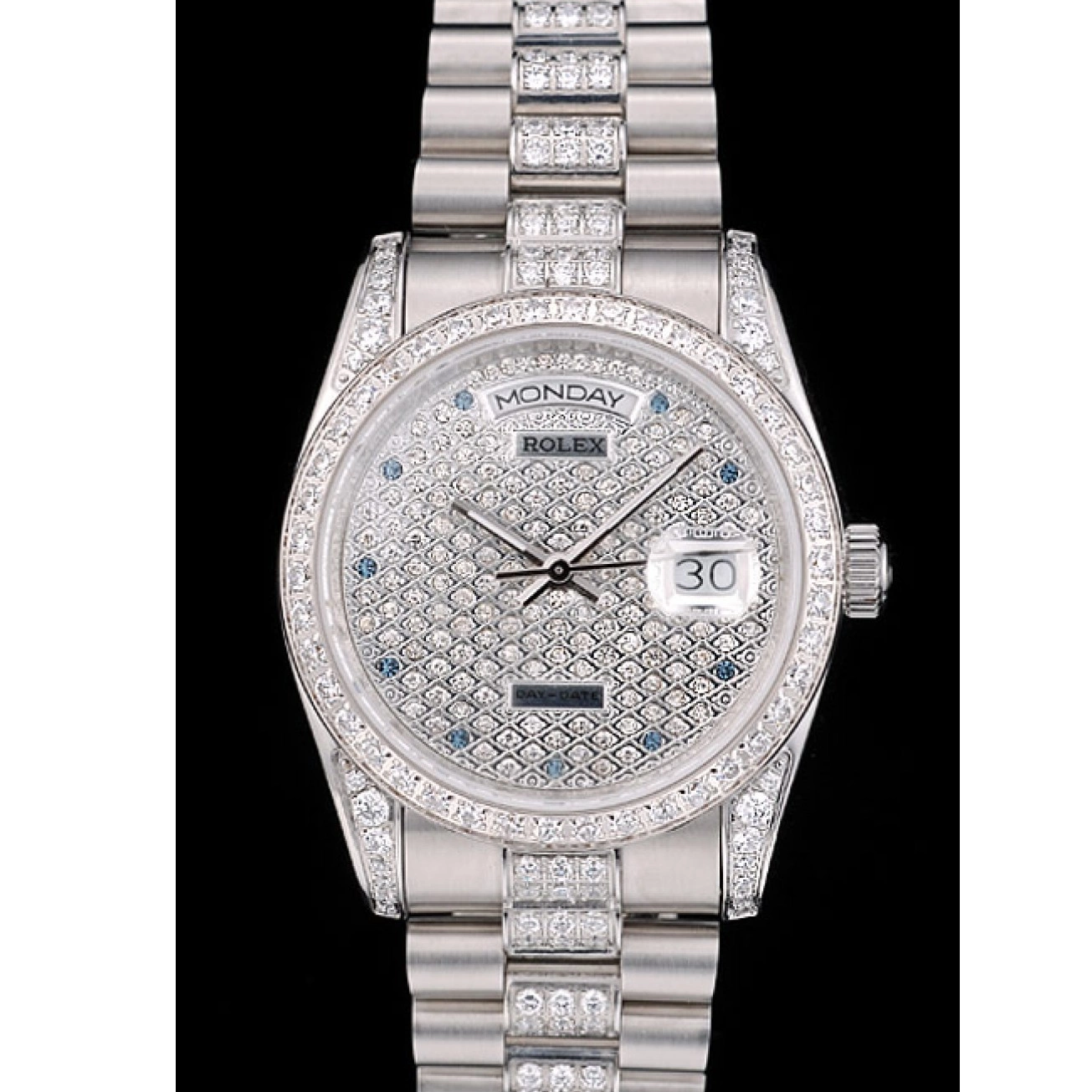 Aaa replica watch DayDate Plated Stainless Dial Steel Plated Bracelet Rolex Diamond 41986 Diamond 0526